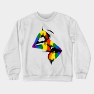 Lesbian Lips Kissing Rainbow Flag Gay Pride LGBT Crewneck Sweatshirt